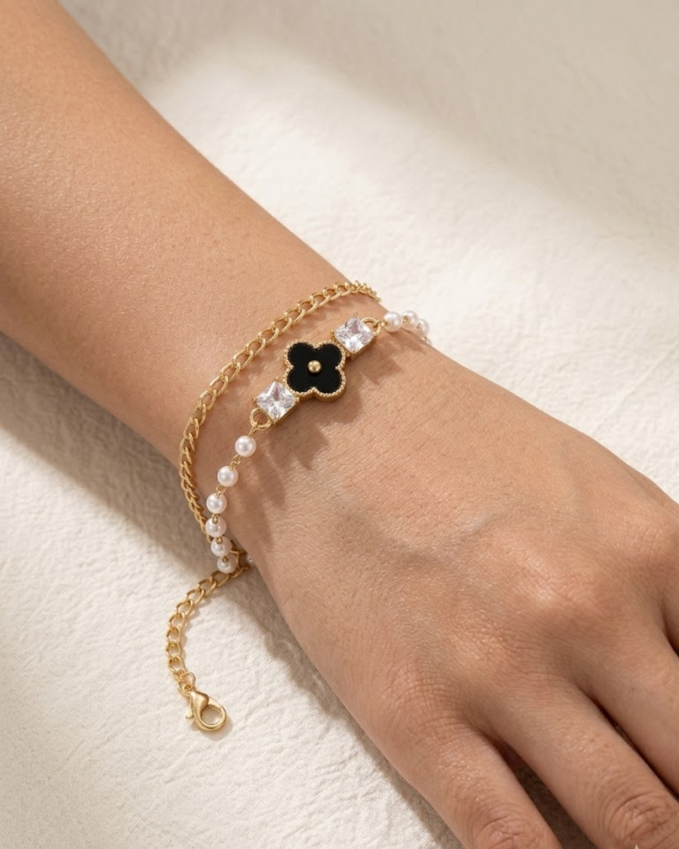 Clover Pearl Duo Bracelet