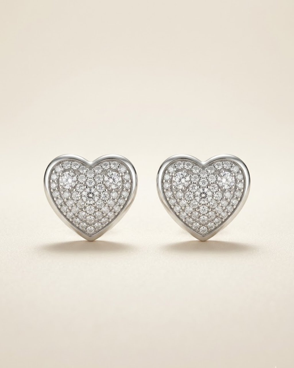 Pave Heart Studs