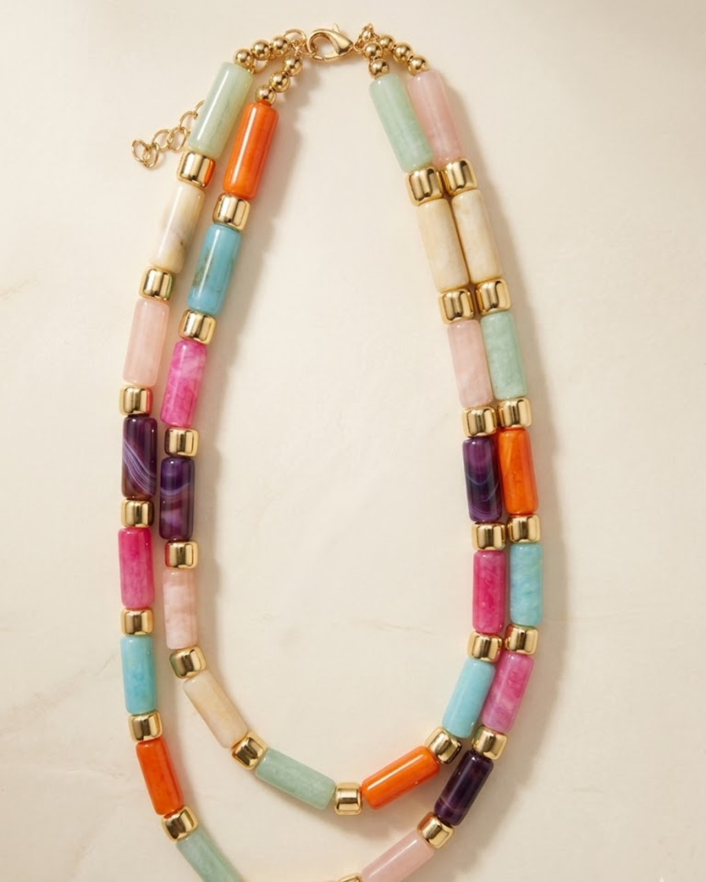Rainbow Stone Chain Necklace