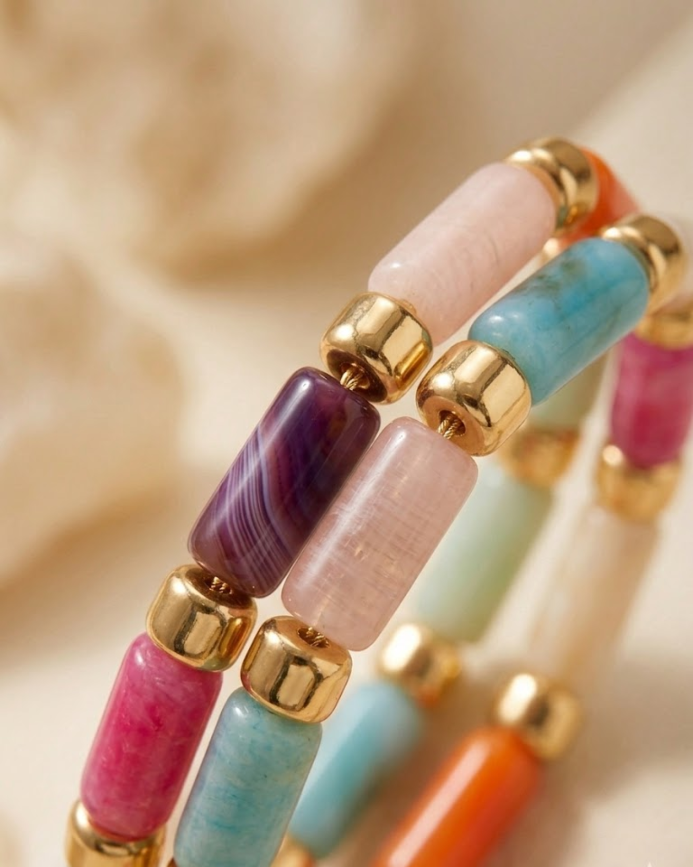 Rainbow Stone Chain Necklace