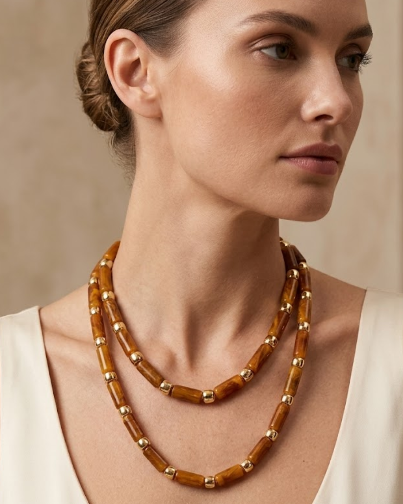 Resort Tube & Gold Strand Necklace