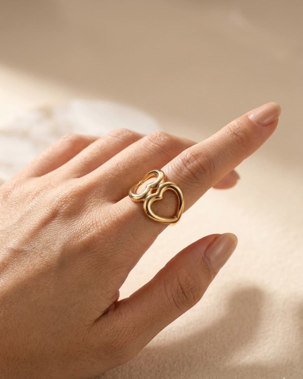 Twin Hollow Heart Ring