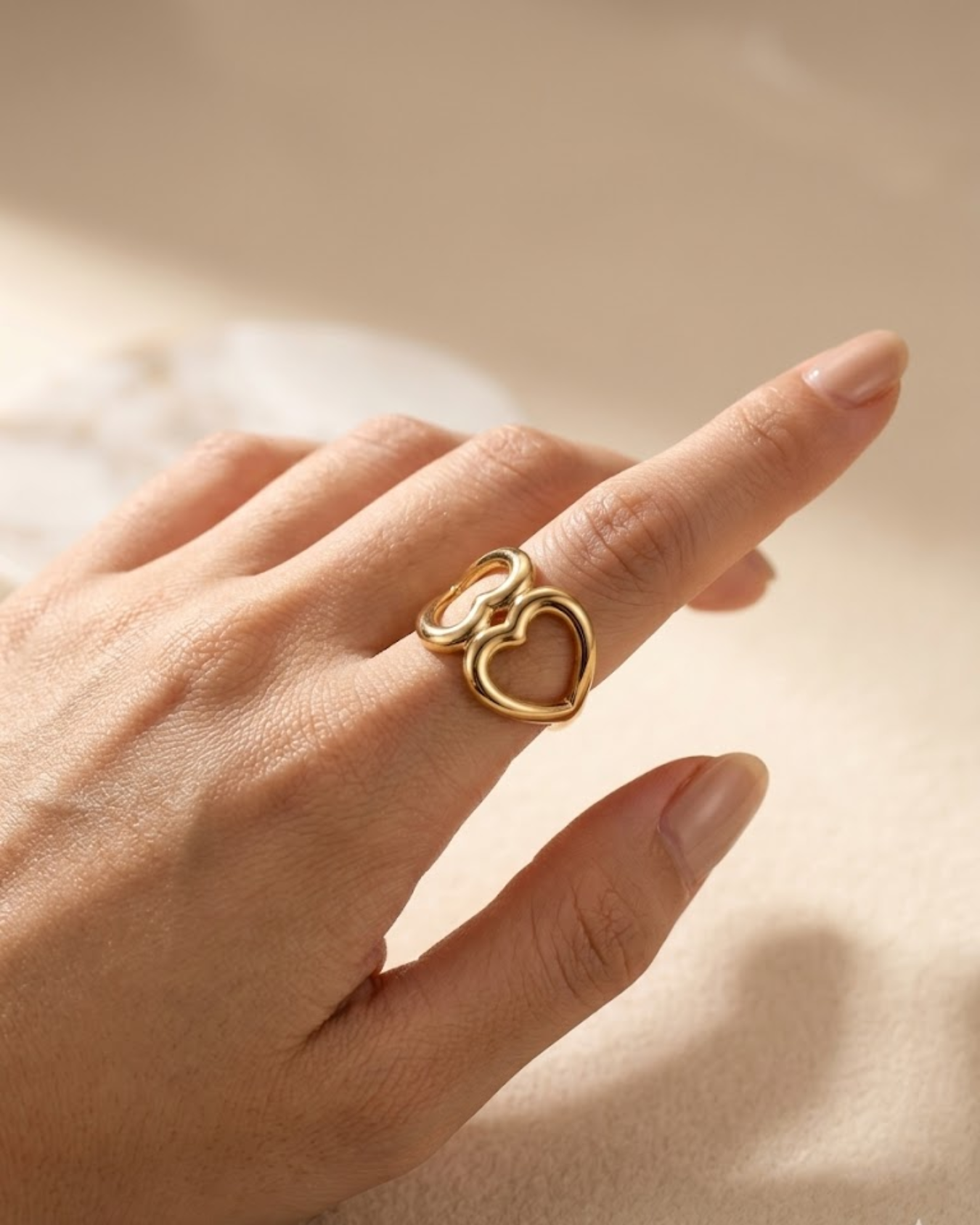 Twin Hollow Heart Ring