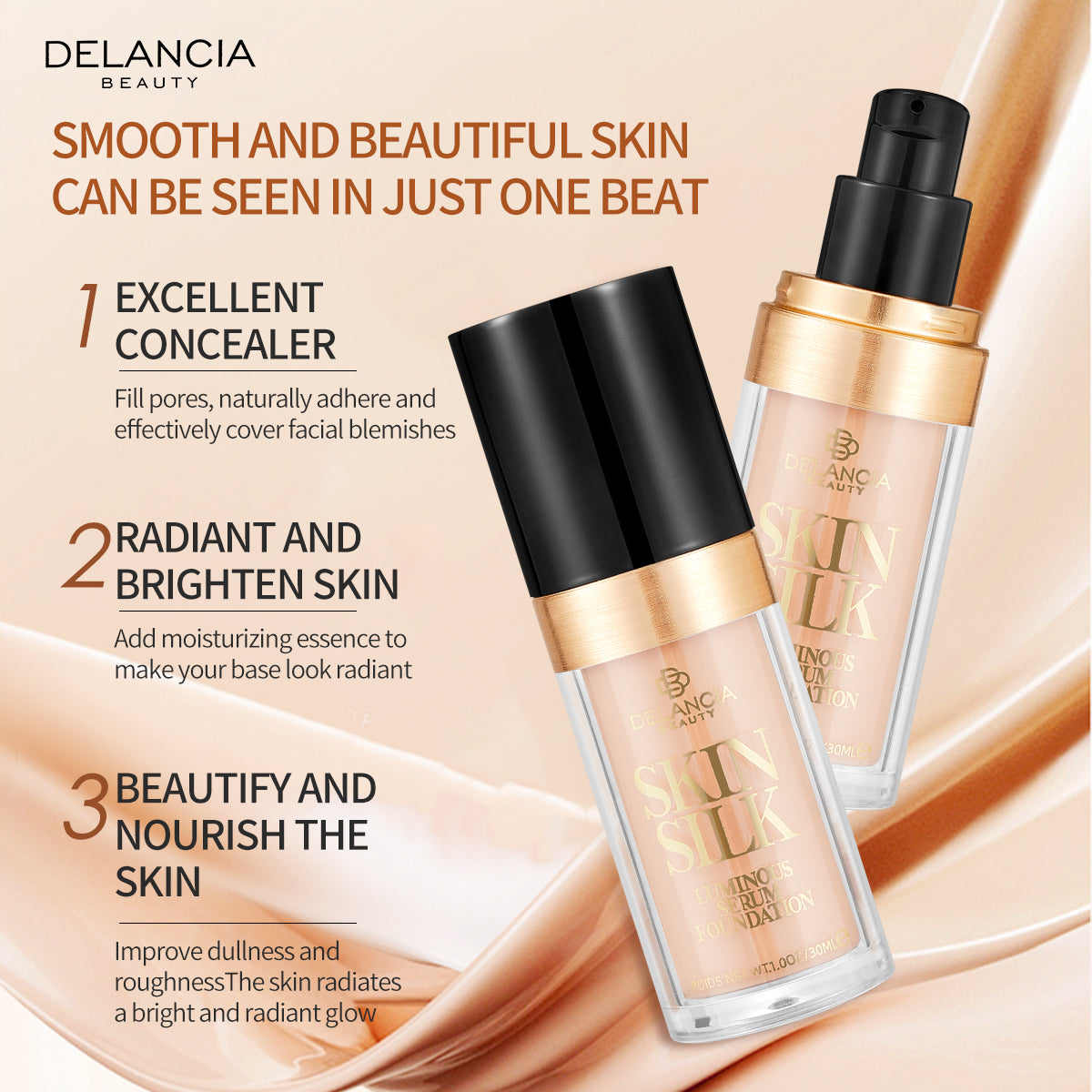 AfzalJee™ Skin Silk Luminous Serum Foundation By Delancia Beauty